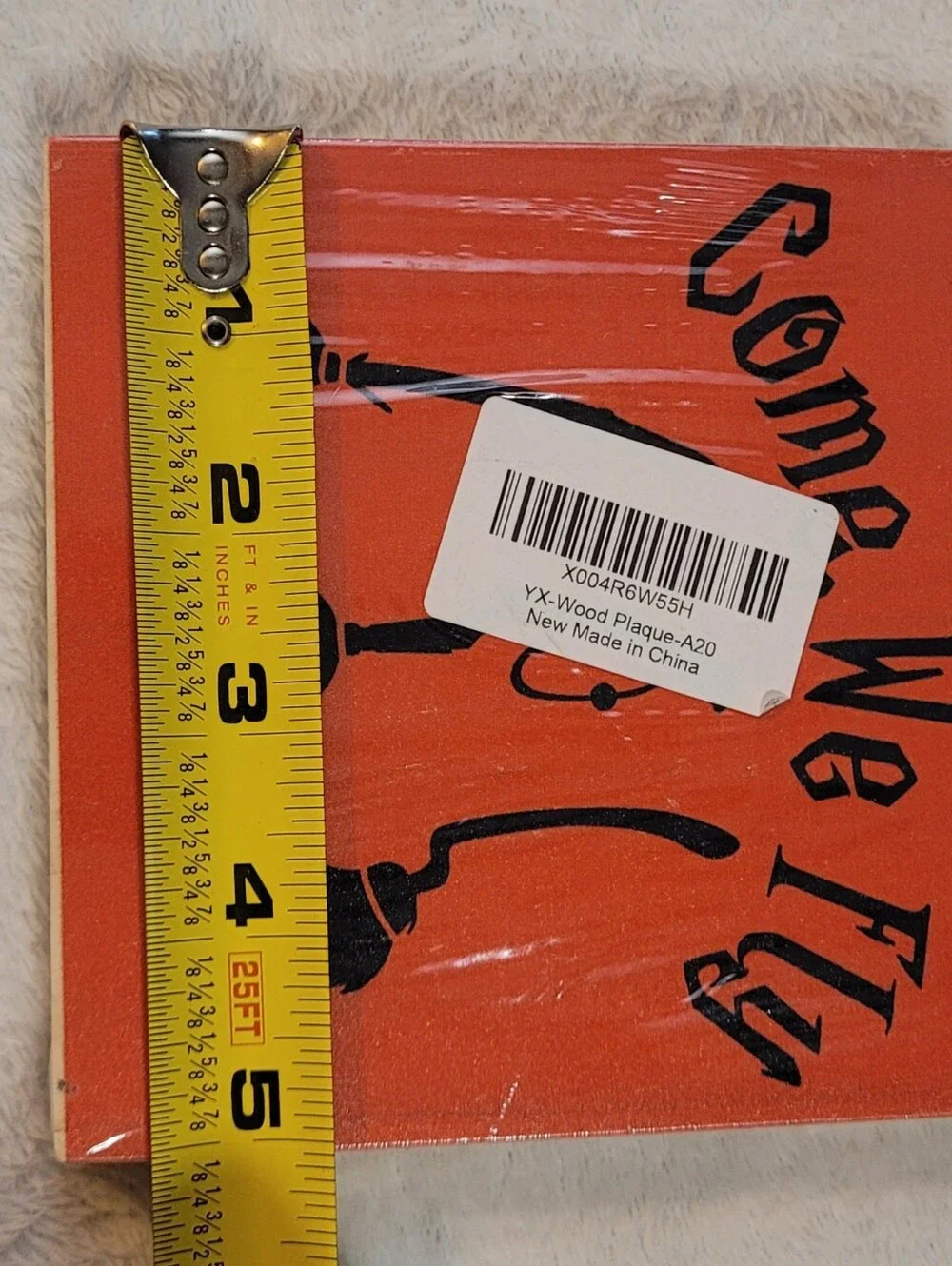 Orange and Black 'Come We Fly' Halloween Wall Plaque